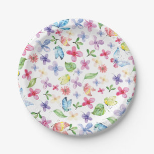 Plato De Papel Butterlies y placa bonitos del fiesta de las