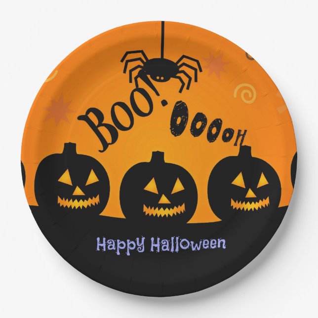 Plato De Papel ¡Buu! ¡Ooooh! ¡Feliz Halloween! (Anverso)
