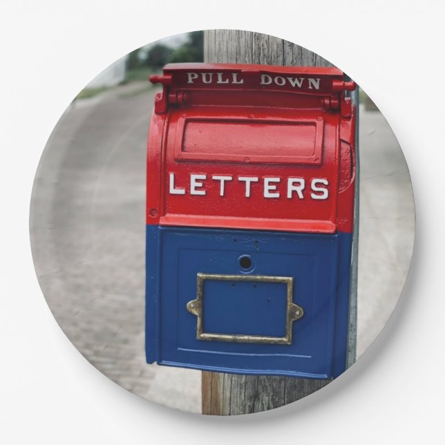 Plato De Papel Buzón Vintage (Anverso)