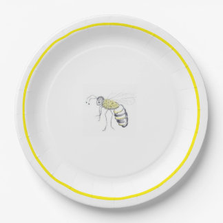 Plato De Papel Buzz & Bloom Paper Plates - hand drawn bee design