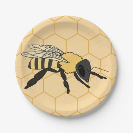 Plato De Papel Buzzing Bee Honeycomb Beehive