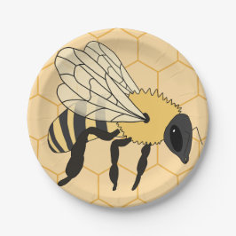 Plato De Papel Buzzing Bee Honeycomb Beehive