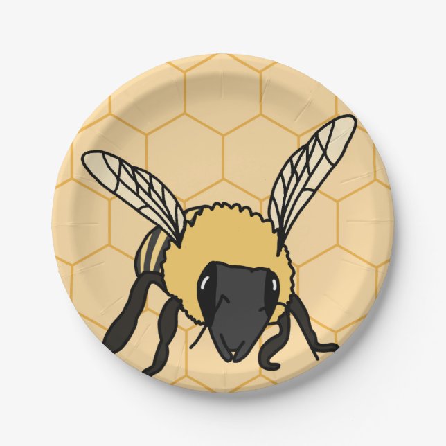 Plato De Papel Buzzing Bee Honeycomb Beehive (Anverso)