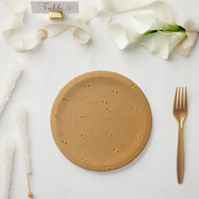 Plato De Papel Buzzing Bees Baby Shower Amber (Boda)