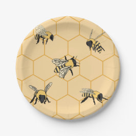 Plato De Papel Buzzing Bees Honeycomb