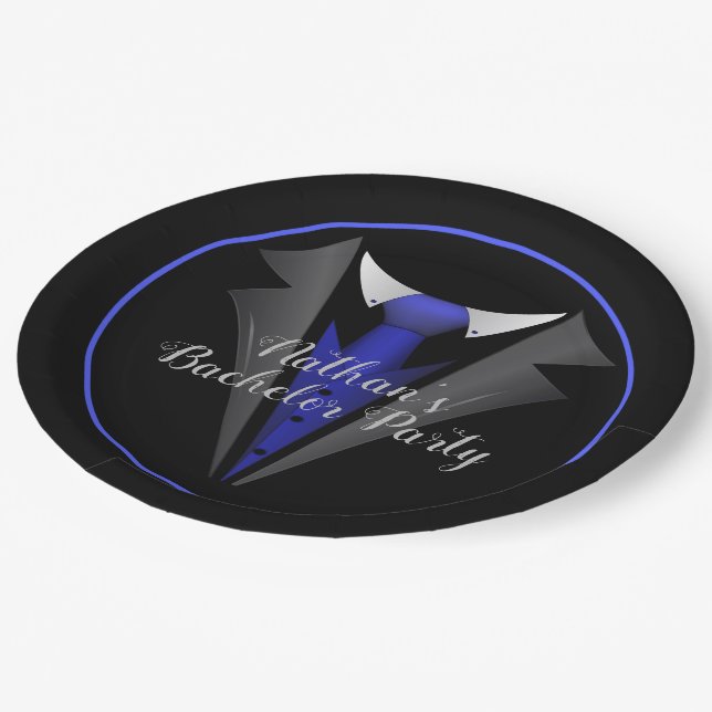 Plato De Papel Caballero Elegante Corbata Azul (Angular)