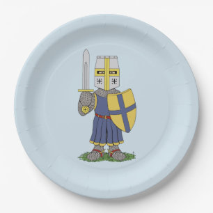 Plato De Papel Caballero medieval lindo