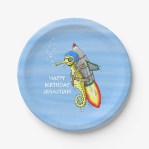 Plato De Papel Caballito de mar cohete