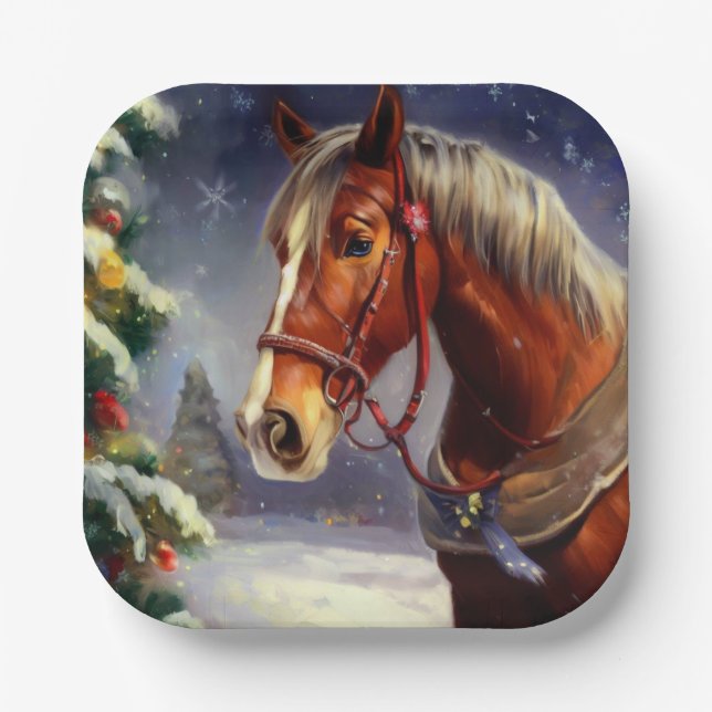 Plato De Papel Caballo 1 navidades (Anverso)