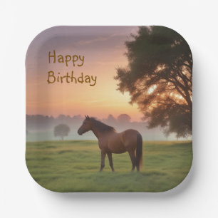Plato De Papel Caballo al amanecer