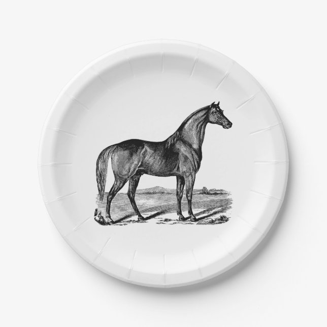 Plato De Papel Caballo Antiguo de Pie (Anverso)