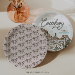 Plato De Papel Caballo Baby Shower de Cowboy Boy occidental