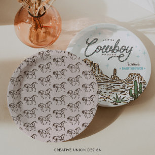 Plato De Papel Caballo Baby Shower de Cowboy Boy occidental