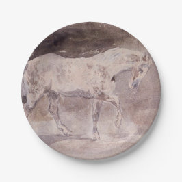 Plato De Papel Caballo blanco (por Eugene Delacroix)