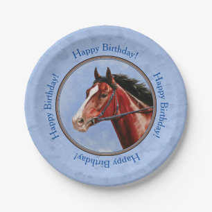 Plato De Papel Caballo de caballo tostado Azul