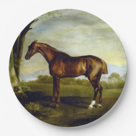 Plato De Papel Caballo de castaño en un paisaje (George Stubbs)