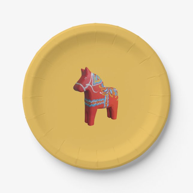 Plato De Papel Caballo de Dala por Julia Paper Plate (Anverso)