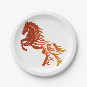 Plato De Papel Caballo de inclinación - Elija el color de fondo
