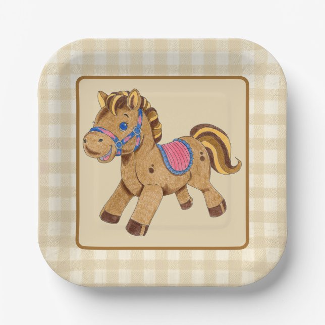 Plato De Papel Caballo de Juguete de Placa de Papel (Anverso)