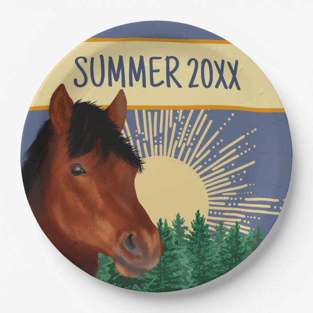 Plato De Papel Caballo de Lover Brown ecuestre (Anverso)