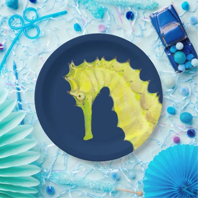 Plato De Papel Caballo de mar (Fiesta)