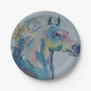 Plato De Papel Caballo de muchos colores
