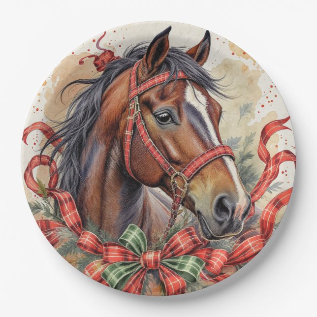 Plato De Papel Caballo de navidades (Anverso)