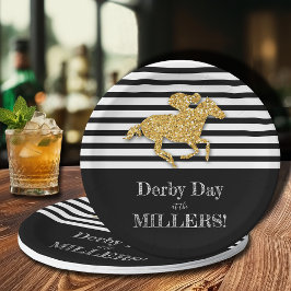 Plato De Papel Caballo de oro en franjas blanco y negro