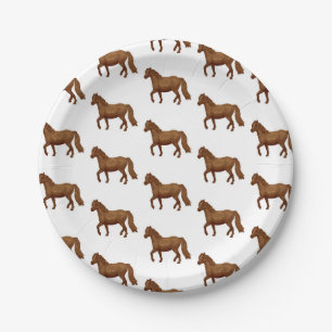 Plato De Papel Caballo de pintura de color marrón pony de Chinco