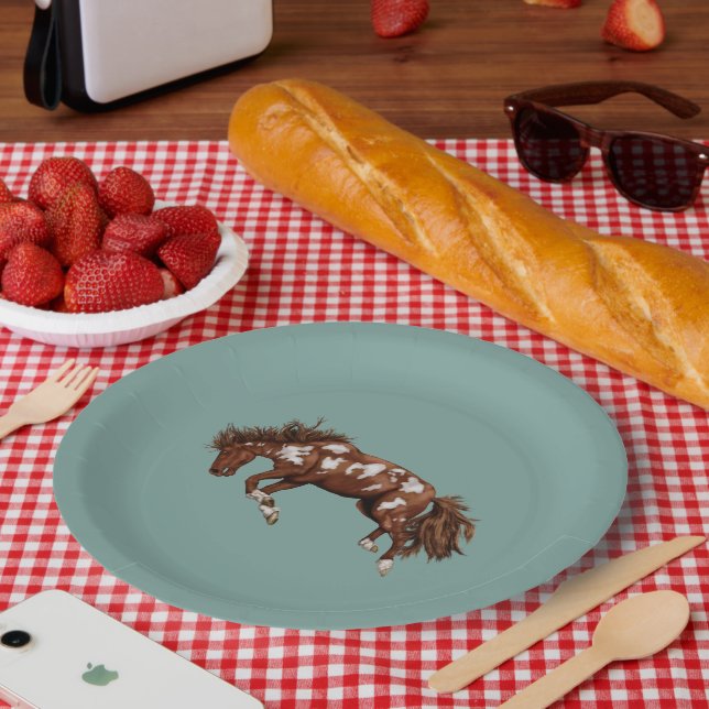 Plato De Papel Caballo de pintura torpe (Picnic)