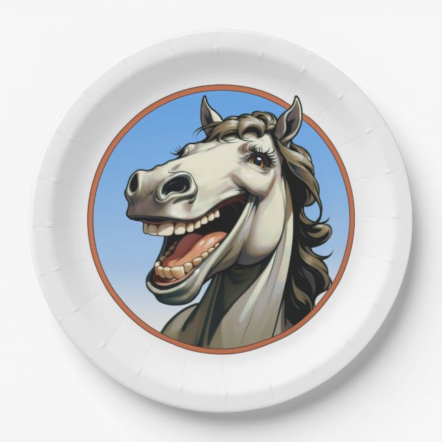 Plato De Papel caballo divertido (Anverso)