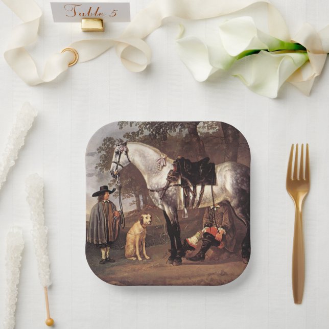 Plato De Papel Caballo en un paisaje Aelbert Cuyp (Boda)