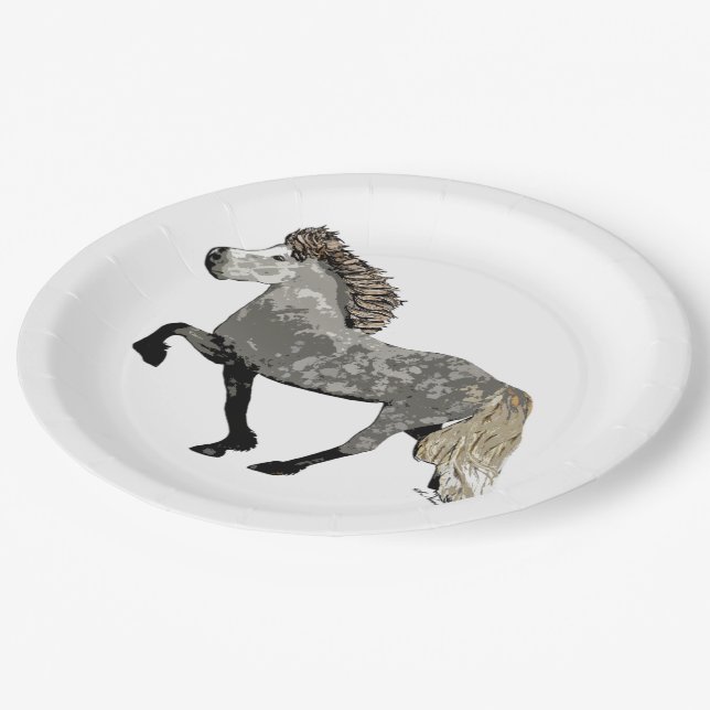 Plato De Papel Caballo islandés en un laberinto gris-Art Deco Ast (Angular)