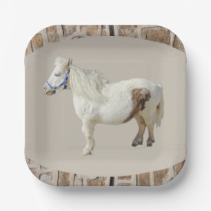 Plato De Papel Caballo miniatura granja animal pony enano