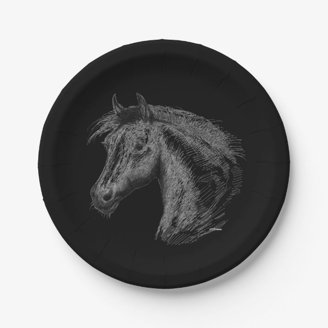 Plato De Papel Caballo: negro (Anverso)