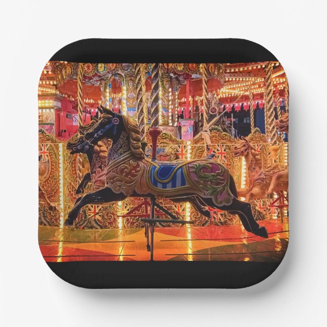 Plato De Papel Caballo negro (Anverso)