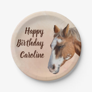 Plato De Papel Caballo Palomino Cumpleaños