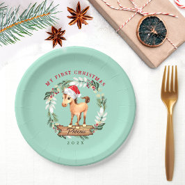 Plato De Papel Caballo primer amante del caballo de Navidad