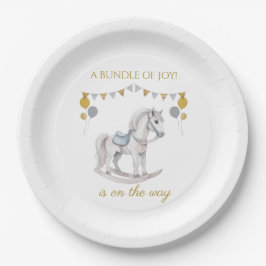 Plato De Papel Caballo rodante con banderas de afinamiento