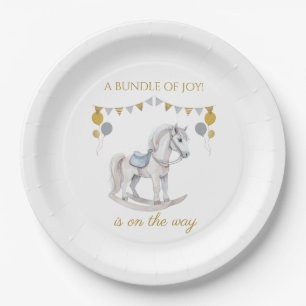 Plato De Papel Caballo rodante con banderas de afinamiento