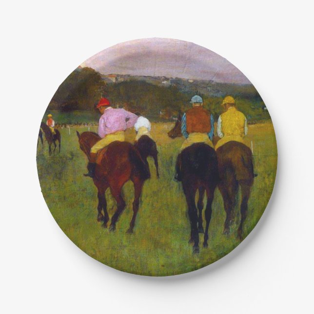 Plato De Papel Caballos de carreras Edgar Degas en Longchamp (Anverso)