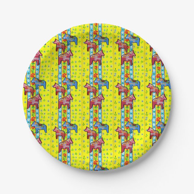 Plato De Papel Caballos de Dala (Anverso)