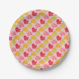 Plato De Papel Caballos de Gominola Frutas Tropicales Rosa