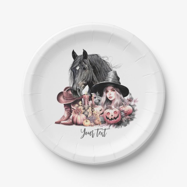 Plato De Papel Caballos de hadas de halloween para vacas para afi (Anverso)
