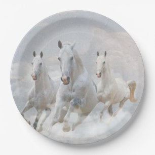 Plato De Papel Caballos en las nubes