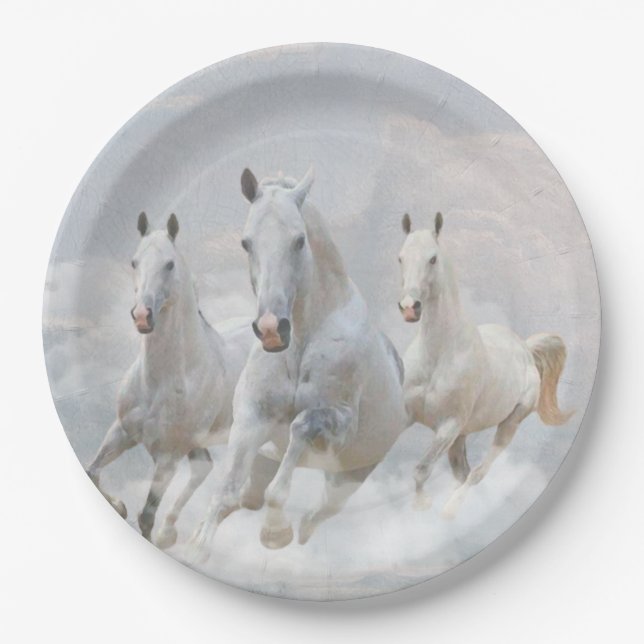 Plato De Papel Caballos en las nubes (Anverso)