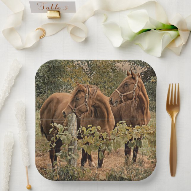 Plato De Papel Caballos simultáneos - Placas de papel (Boda)