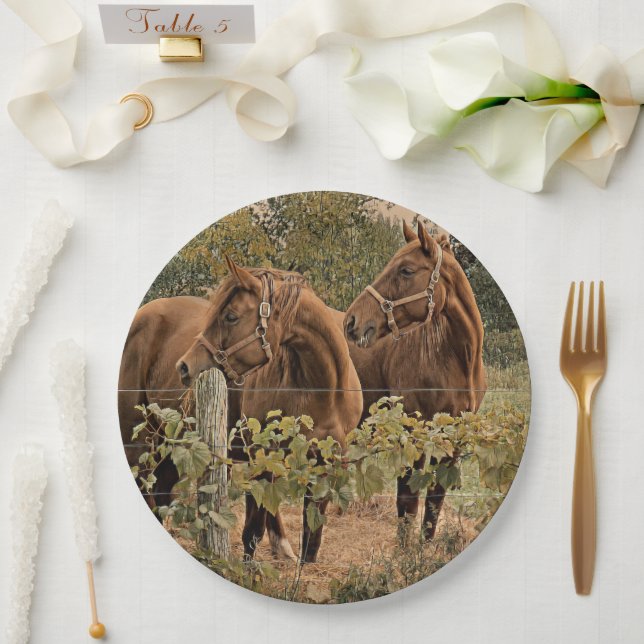 Plato De Papel Caballos simultáneos - Placas de papel (Boda)