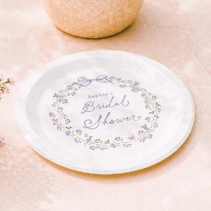 Plato De Papel Cabaña de flores silvestres moradas Despedida de s
