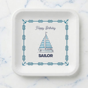 Plato De Papel Cabana Sail Feliz Cumpleaños